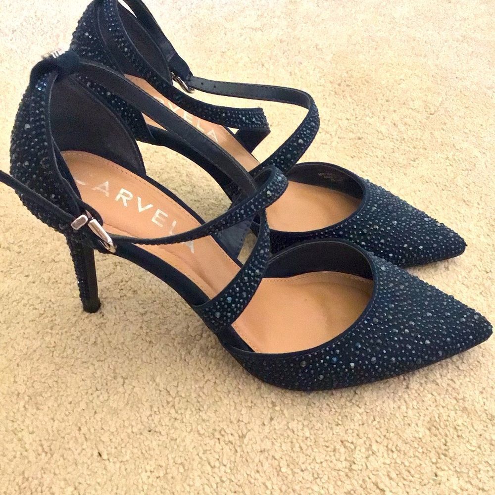 Carvela Embellished Cross Strap Pointed Toe Embellished Shoes NWOT